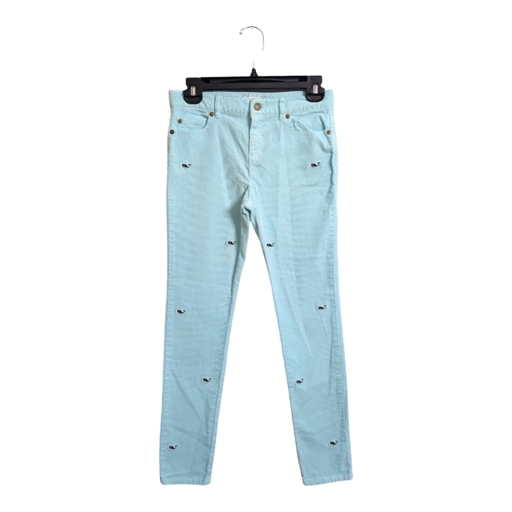 Vineyard Vines Girl Mint Corduroy Pants Slim Fit Whale Embroidery Casual Fall 12